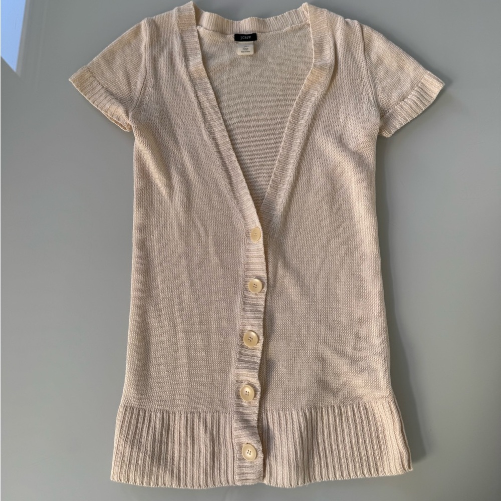 J.Crew 100% Linen Short Sleeve Cardigan Neutral Beige - Size XS